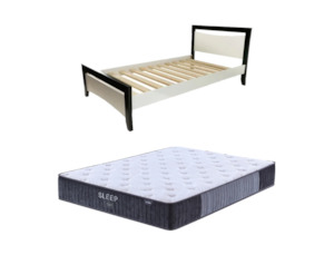 By Range: Maverick Bed Frame (Black/White) +  SleepTime X-Firm Mattress Queen