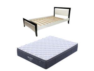 By Range: Maverick Bed Frame (Black/White) + SleepTime Ultra Mattress Queen