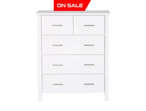 Bella: Bella 5 Drw Tallboy White
