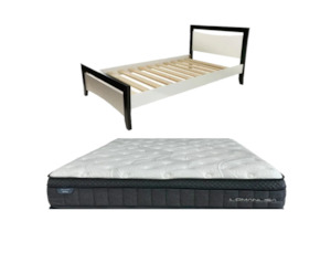 Maverick Bed Frame (Black/White) + Sleepmax PP Pro Mattress