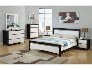 Maverick: Maverick 7 Pcs Bedroom Suite (Black/White)