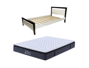 Maverick: Maverick Bed Frame (Black/White) + Sleeptime Pocket Pillow Top Mattress