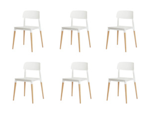 Dining Chairs: Ebony Dining Chairs Set of 6 White