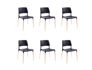 Ebony Dining Chairs Set of 6 Black