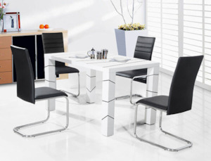 Dining Suites: Lisa 1.5M 5 Pcs Dining Suite with Black Chairs