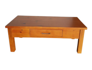 Coffee Tables: Natural One Drawer Wooden Coffee Table