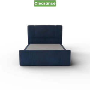 NZ Made Crest Bed Frame Double Navy Blue With Drawers - Floor Model