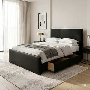NZ Made Deaura Bed Frame With Drawers + Venus Medium Mattress — Bed Bundle
