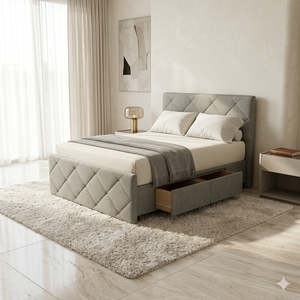 NZ Made Crystal Bed Frame With Drawers + Venus Medium Mattress — Bed Bundle