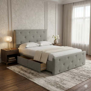 NZ Made Crown Bed Frame With Drawers + Venus Medium Mattress — Bed Bundle