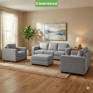 Clearance: Kiwi Comfort NZ Made Lounge Suites 3+2+1 seater + Ottoman - Floor Model