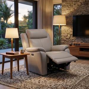 Brio Electric Recliner With USB Port – Light Grey