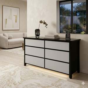 Bedroom Furniture: Maverick 6 Drw Dresser (Black/White)