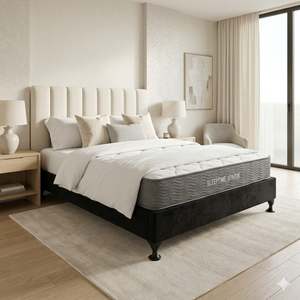 Flexi Bed Base in a Box-Black Velvet + Sleeptime Spazor Pocket Spring Mattress