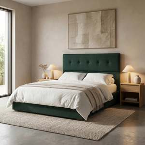 NZ Made SleepVault Headboard Forest Green Colour Queen - Floor Model