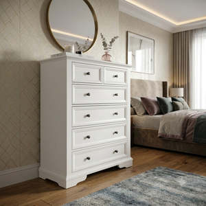 Lowboys: Sienna Tallboy Dresser – White