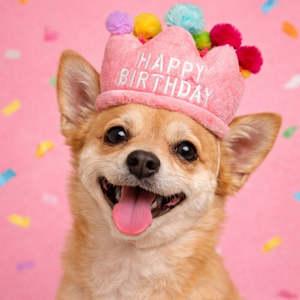 Play: 👑Crown Fits Barkday Hat Plush Dog Toy [Pink]