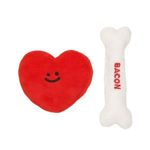 %E2%9D%84%EF%B8%8Fwinter Sale Toys %F0%9F%92%9B: ❤️ Heart & Bacon Bone Squeaky Plush Toy Set 🦴