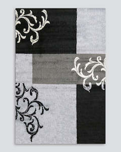 Ollo Statement Floor Rugs: Alyssa Black/Grey Multi Floor Rug