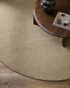 Baya Refined Texture Floor Rugs: Dorset Biscuit Round Floor Rug