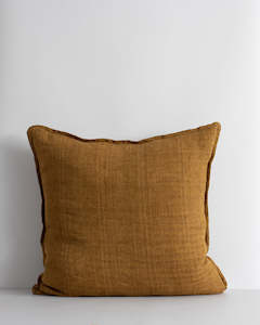100 Linen: Cassia Tobacco Square Cushion