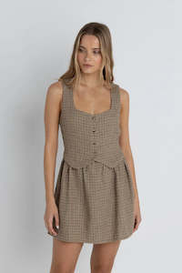 RHYTHM MOLLIE CHECK VEST DRESS WMN
