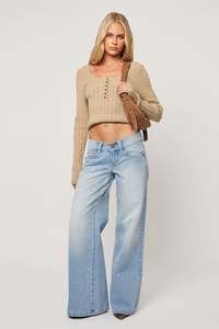 Denim And Pants: A BRAND 00 WIDE KAIA WORN JEAN WMN