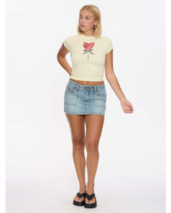 WORSHIP JILTED MICRO DENIM SKIRT WMN