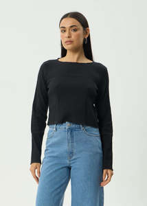 Womens Tshirts Longsleeves 1: AFENDS FOCUS SEERSUCKER LONG SLEEVE WMN