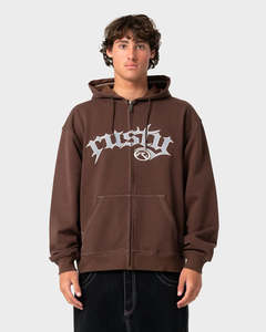 RUSTY FREAKER ZIP THROUGH HOODED FLEECE MENS