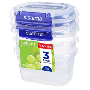 Sistema Klip It Plus Container - Rectangle 400ml 3 Pack - Future Foods Auckland