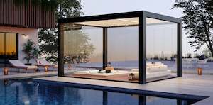 Pergolas: Enclosed Pergola with LED Lighting & Louvered Roof