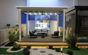 Modern Pergola with LED Lighting & Motorised Blinds