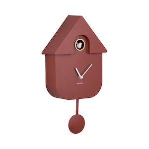 Wall Clock: Modern Cuckoo Clock - Red Ochre [PRE-ORDER JULY]
