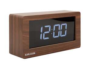 Table Clock: Boxed LED Table Clock - Dark Wood