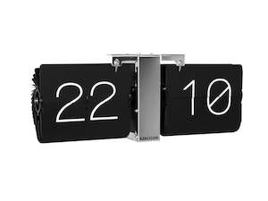 Table Clock: Flip No Case Clock - Black/Silver