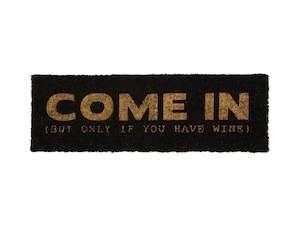 Come In Wine Doormat - Black/Gold