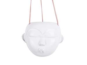 Present Time: Mask Hanging Plant Pot - Round White
