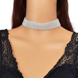 Accessories 1: Sparkly Silver Wide Rhinestone Choker Necklace Festival Collar Neck Jewellery