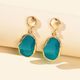 Blue Resin Gold Plated Geometric Hypoallergenic Stud Transparent Trendy Earrings