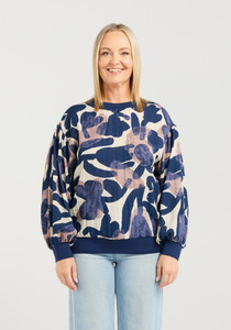 Seduce Emily Top Bold Flora Voluminous Sleeve Floral Rayon Top with Elasticated Cuffs