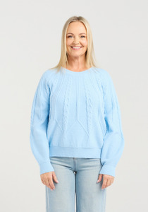 Seduce Alba Knit Blue Intricate Pattern Viscose Wool Blend Knit Jumper