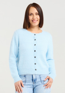 Seduce Edith Knit Blue Soft Button Down Round Neck Knit Cardigan