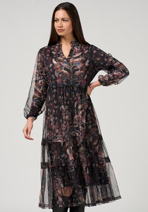 Products: Loobies Story Antoinette Tulle Dress Printed Tulle Midi Dress with Blouson Sleeves