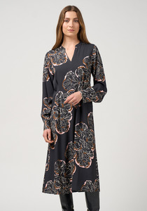 Madly Sweetly Wood Rose Dress Midi Dress with Front Waist Tucks & Elasticated Back Waist