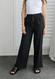 Moke Indiana Wide Leg Pants Contrast Stripe Wide Leg Pants with Side Splits