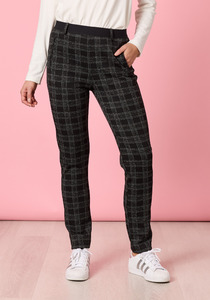 Clarity Cannes Check Print Slim Leg Pant High Rise Tailored Check Trousers