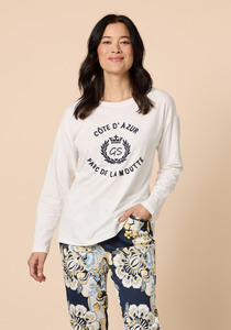Gordon Smith Côte D'Azur Logo Tee Long Sleeve Cotton Crew Neck Tee with Embroidery