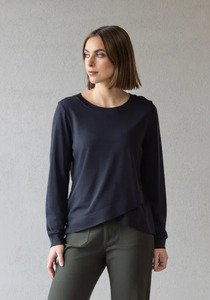 Products: Vassalli Remy Merino Top 100% Merino Long Sleeve Top with Crossover Hem & Double Layer Front