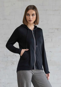 Vassalli Shield Merino Jacket Black 100% Merino Zip Up Hoodie with V Panel &&hellip;
